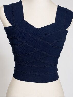 Navy Blue Bandage Crop Top